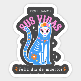 dia de los muertos cat day of the dead Sticker